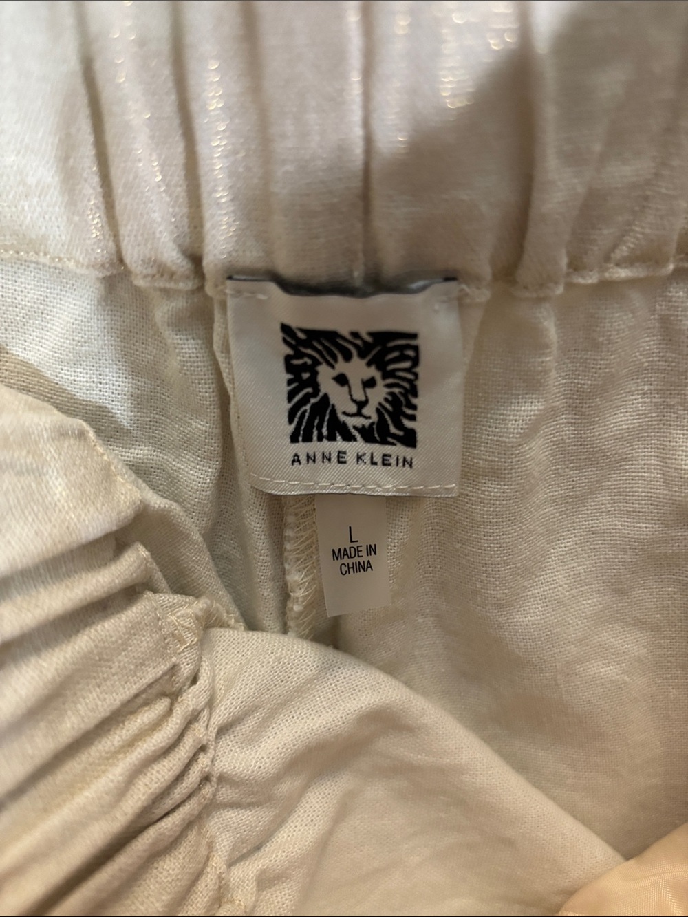 Anne Klein Cream Linen Blend Cropped Paperbag Waist Tie Pants L EUC 65% Linen - Picture 2 of 11